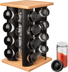 Draaibaar kruidenrek met 16 potjes Zwart