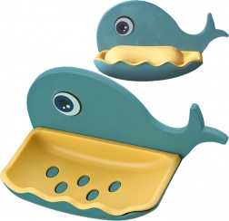 Wandzeepschaaltje in de vorm van een walvis met afvoer