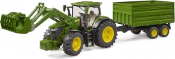 Tractor John Deere 7R met voorlader en aanhanger