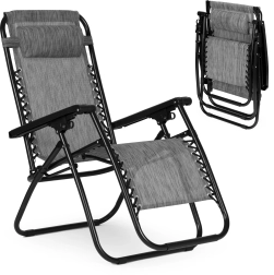 Tuinligstoel met zero-gravity-systeem, grijs – MODERNHOME
