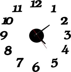 Sticker wandklok DIY – zwart, verstelbaar 12 uur