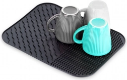 Siliconen afdruipmat voor vaatwerk zwart 34 × 26,5 cm