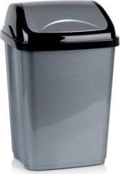 Plastic afvalbak met klapdeksel 26 l, grijs