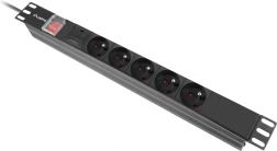 Lanberg Rack PDU stekkerdoos 19" 1U 16A 5x230V 2m zwart IEC C14