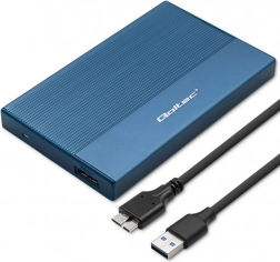 Aluminium behuizing voor 2,5" SSD/HDD SATA met USB 3.0, 5 Gb/s, 2 TB – blauw
