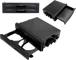 Enkel-DIN opbergvak met bekerhouder