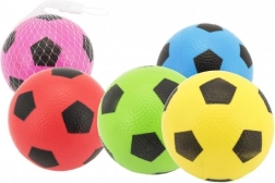 rubberen voetbalballetje 12 cm in net – mix van kleuren
