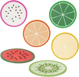 Set van siliconen fruit-onderzetters 8,5 cm, 6 stuks