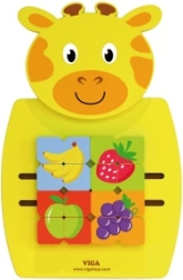 VIGA Montessori houten manipulatiebord in de vorm van een giraf met FSC-certificaat