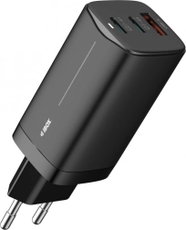 GaN-netlader 65 W, 2× USB‑C + USB‑A, zwart