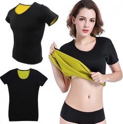 Dames neopreen fitness T-shirt met korte mouwen – XL