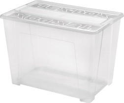 Kunststof opbergbox met deksel HEIDRUN TexBox 70 l