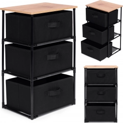 Driedelige textielen opbergkast, zwarte kleur, ModernHome