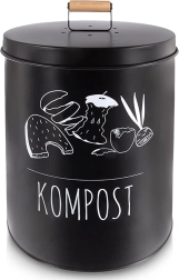 Keukencompostbak met koolstoffilter, metalen, zwart, 8 l