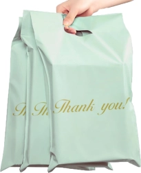 Mintkleurige koeriersenveloppen met handgreep 500 × 600 + 70 mm, 50 stuks – Thank you