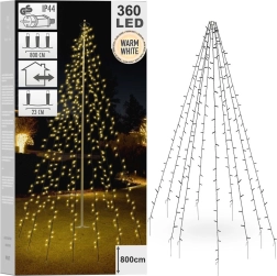 Kerstkettingverlichting 360 LED voor mast