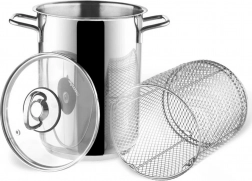 RVS asperge- en pastapan met mand en glazen deksel ANETT 16 cm, 4,2 l