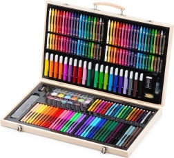 Set met creatieve materialen in houten koffertje 180 stuks