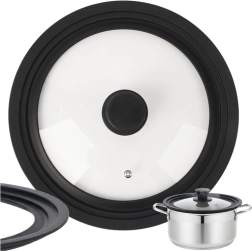 Universele glazen deksel 3-in-1 RUHHY 24/26/28 cm met siliconen rand