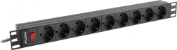 stroomverdelingslijst Rack PDU 19 inch 1U 16A 9xSchuko 3m zwart