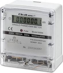 Enfasige elektriciteitsmeter Qoltec 230V met LCD-scherm