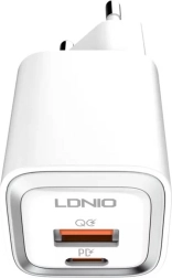 Snellader LDNIO 20W met USB‑C en USB + USB‑C‑naar‑Lightning‑kabel (MFi)
