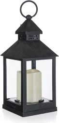 Zwarte solaire LED-lantaarn 10 × 10 × 23 cm