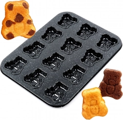 Granit bakvorm voor koekjes en muffins in de vorm van beertjes 35 × 26,5 cm