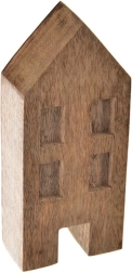 Houten decoratie huisje van mangohout 15 cm