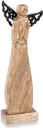 Houten engelenbeeldje van mangohout 34 cm