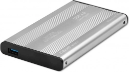 Aluminium externe behuizing voor 2,5" SSD/HDD SATA, USB 3.0, zilver