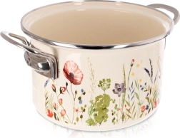 Geëmailleerde pan crème met papaverdecor 18 cm, 2 l