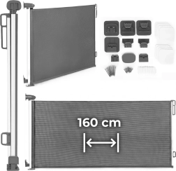 Uitschuifbaar veiligheidshekje 160 cm voor trap en deuren, grijs ecotoys