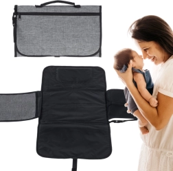 Reisverschoonmat met opvouwbare tas – grijs