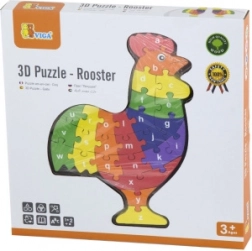 Houten 3D-puzzel Haan met Alfabet