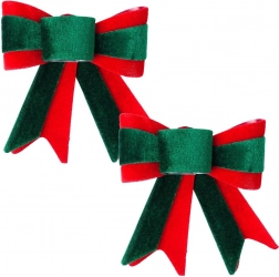 Kerstfluwelen strikken 11,5 × 13 cm, set van 2 stuks
