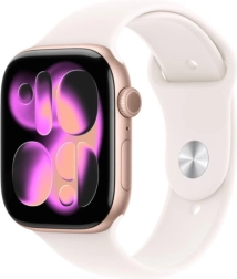 Apple Watch Series 11 GPS + Cellular 42 mm roségouden aluminium met sportband M/L in lichtroze