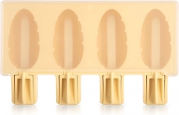 Siliconen ijslollyvorm met deksel geel