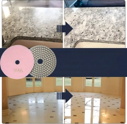 Set van 10 diamant-polijstschijven 80 mm, droog en nat gebruik, klittenband, korrel 3000