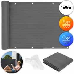 Grijs balkon scherm 100x500 cm met montageset MultiGarden