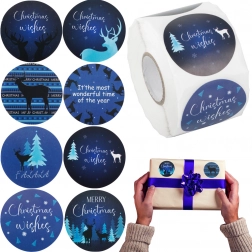 Kerststickers op rol 500 stuks