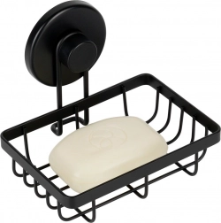 Metalen doucherekje met zuignap, zwart, 13,5 × 10,5 × 11,5 cm