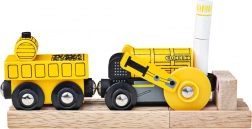 Bigjigs Rail houten replica van de locomotief Rocket met 2 rails