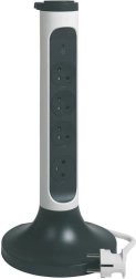 Verticale draaibare stekkerdoos met verlengsnoer, 4x stopcontact met overspanningsbeveiliging, 2 m, wit/graphite