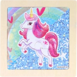 Houten puzzel roze eenhoorn 9 stukjes