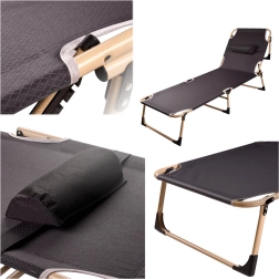 Opvouwbaar toeristenligbed LUARO met verstelbare rugleuning 193 cm – Grijs