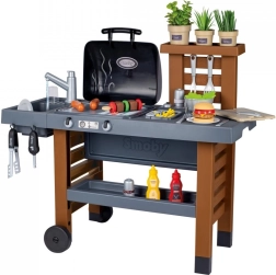 Tuin-speelkeuken voor kinderen met grill, friteuse en watervoorziening