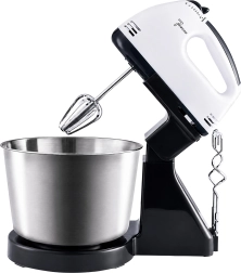 Keukenhandmixer met standaard en roestvrijstalen kom, 7 snelheden