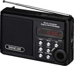 Zakradio met MP3, USB en microSD, lithium‑ionbatterij tot 10 uur