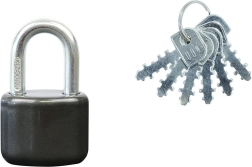 Hangslot met uitneembare beugel, 6 sleutels, antraciet